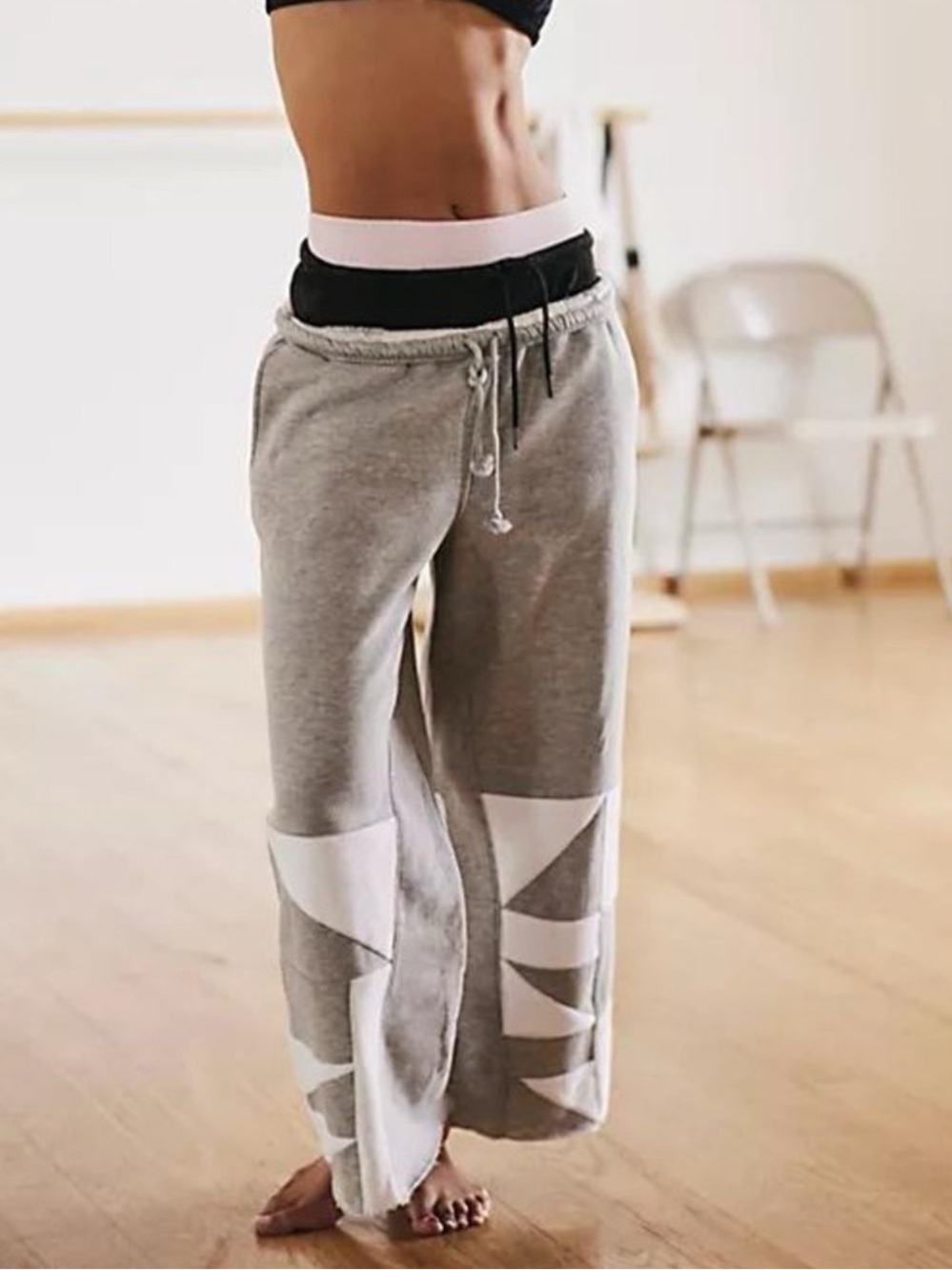 FP Movement Stand Out Pants |  Gray White Colorblock Cropped Sweatpants | XS